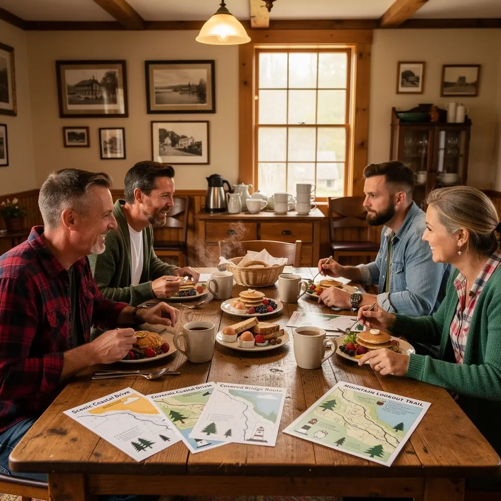 Rodzina podróżująca samochodem po urokliwej trasie wzdłuż wybrzeża.